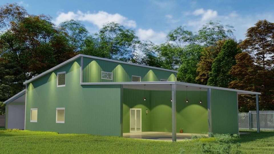 Modern galvanized steel barndominiums in Mesa, Arizona, reflecting innovative design and durable construction