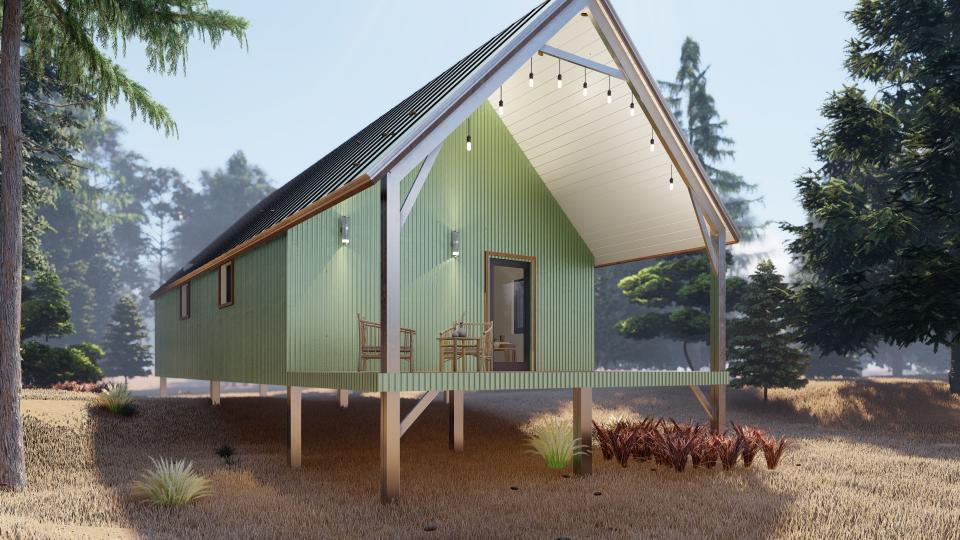 Stylish galvanized steel cabins in Coolidge, Arizona, showcasing durable design and modern living in a unique setting