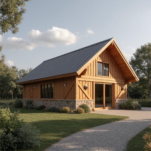 Exterior view of a spacious 40X60 barndominium showcasing modern design and rustic charm.