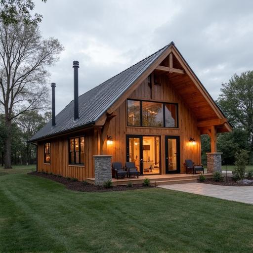 Cozy small barndominium homes featuring modern designs and rustic charm in a picturesque setting.